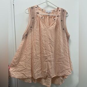 Knox Rose, pale pink tank top women’s size large w embroidery